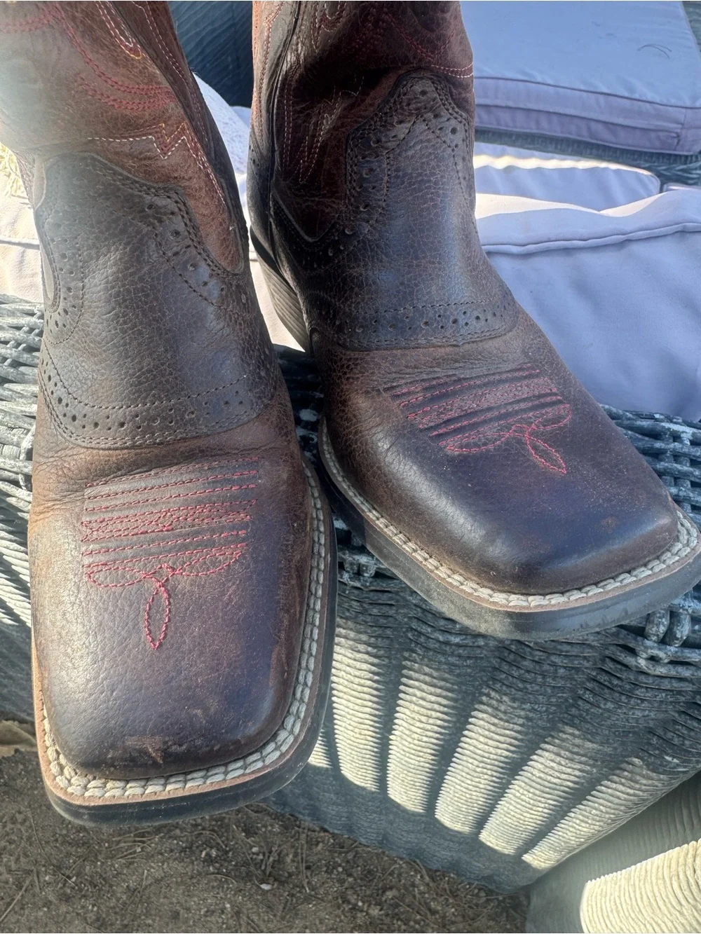 Ariat Western Boots with Red Eyelet Trim